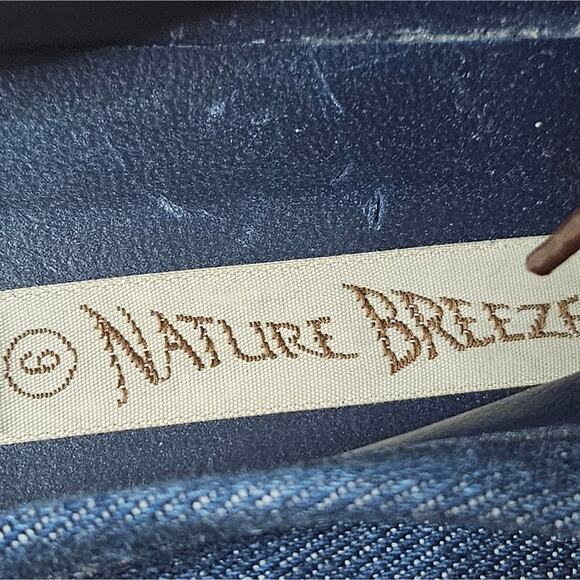 VTG Y2K Chunky Foam Wedge Denim Slip On Platforms, NATURE BREEZE - sz 6 - Picture 7 of 7